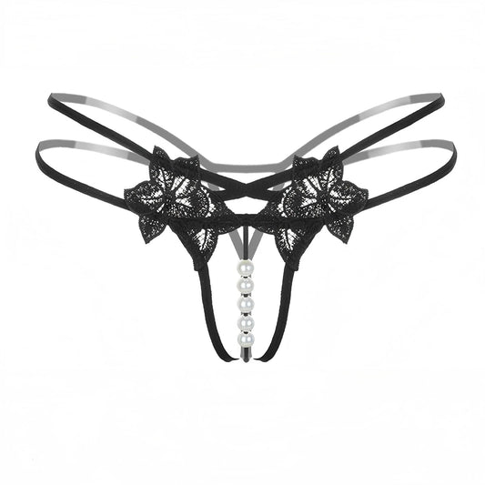 Lingerie with beads; enticing thong; single-row massage lingerie; sexy open-crotch lingerie; novelty lingerie.